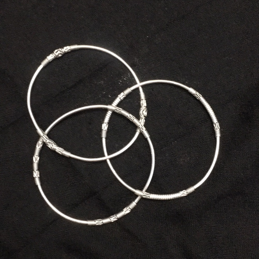 Silver Bangle Bracelet Set